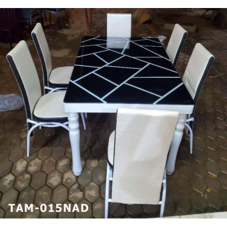 Table à manger vitrée très élégante 6 chaises