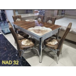 Table à manger vitrée très élégante 6 chaises