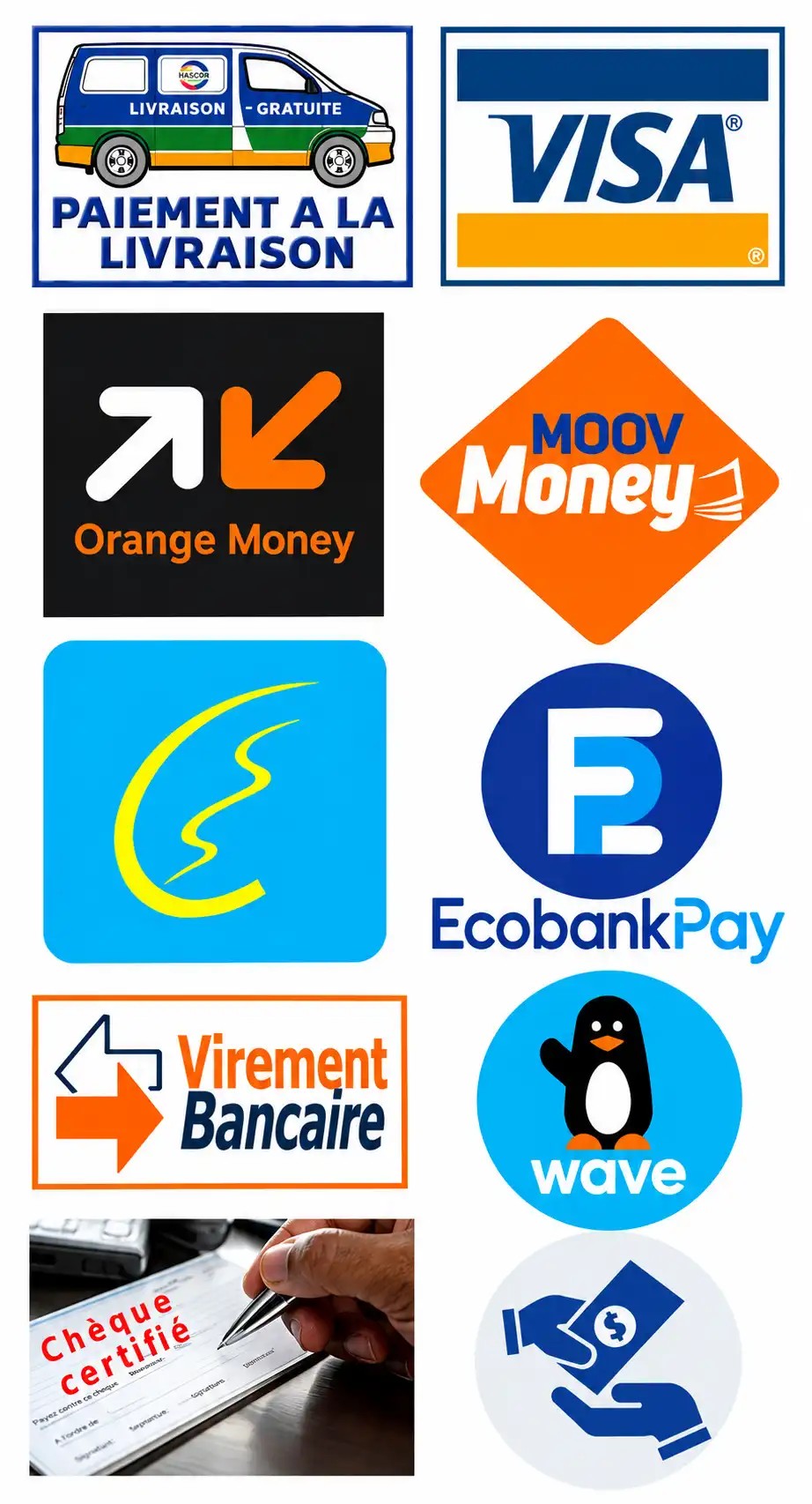 Moyens de paiements acceptés